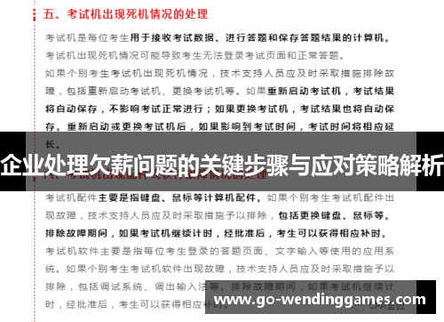 企业处理欠薪问题的关键步骤与应对策略解析