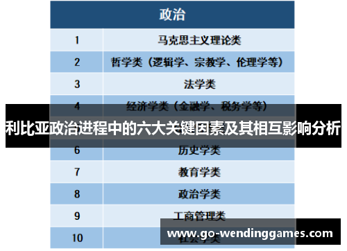 利比亚政治进程中的六大关键因素及其相互影响分析