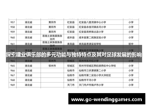 探索建业俱乐部的多元功能与独特特点及其对足球发展的影响