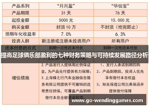提高足球俱乐部盈利的七种财务策略与可持续发展路径分析